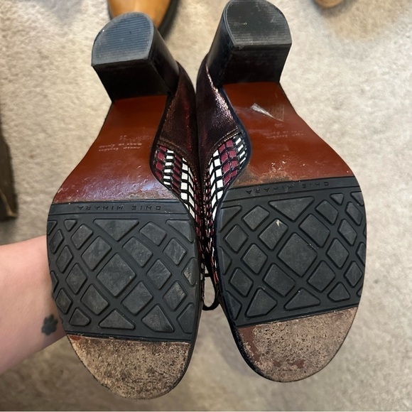 Vintage Chie Mihara brogues/heeled oxfords lace up textured leather sz 6 - Picture 5 of 11